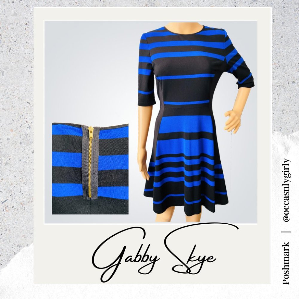 Gabby Skye Fit & Flare Color Block 3/4 Sleeve